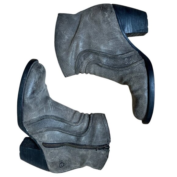 BORN Short Western Cowboy Booties Boots Round Toe Size 7.5 M - Picture 1 of 10